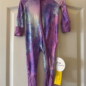 NWT Little Sleepies Purple Watercolor zippy 3-6m
